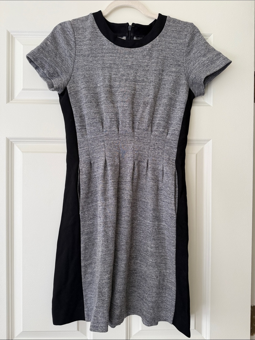 Madewell Gray and Black Short-Sleeve Sheath Dress